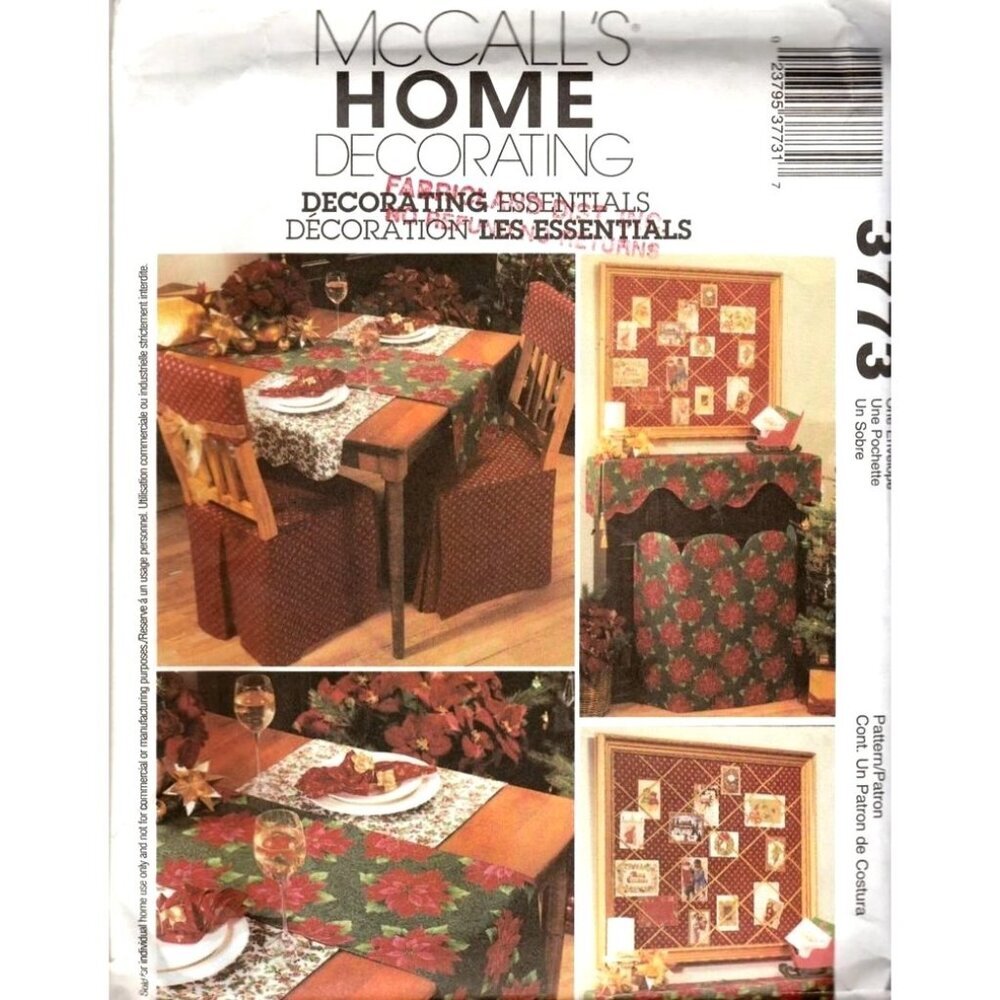 McCalls Home Decorating Essentials Pattern #3773 For Dining Room Table‎ Décor